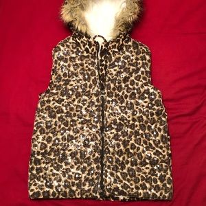 Girl’s Leopard Print Puffer Vest